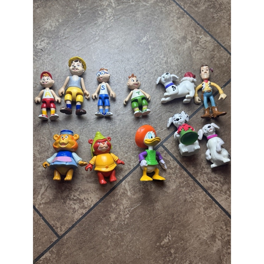 Lot Of 11 Vintage 80s/90s Toy Figures Alvin & Chipmunks, Disney,Pixar & Fisher